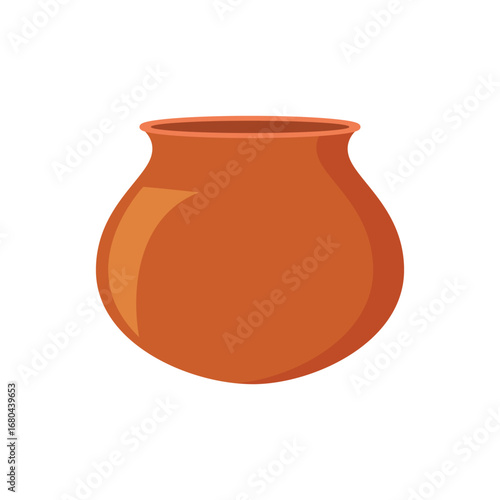 Clay pot flat vector illustration isolated on a white background