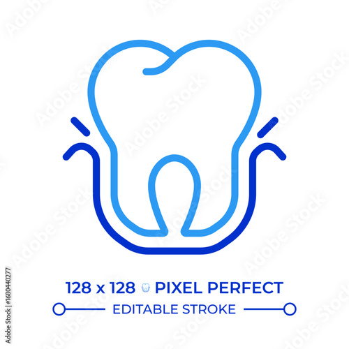 Gum disease pixel perfect two color line icon. Oral care, stomatology. Dental health. Periodontal illness bicolor outline symbol. Duotone linear pictogram. Isolated illustration. Editable stroke