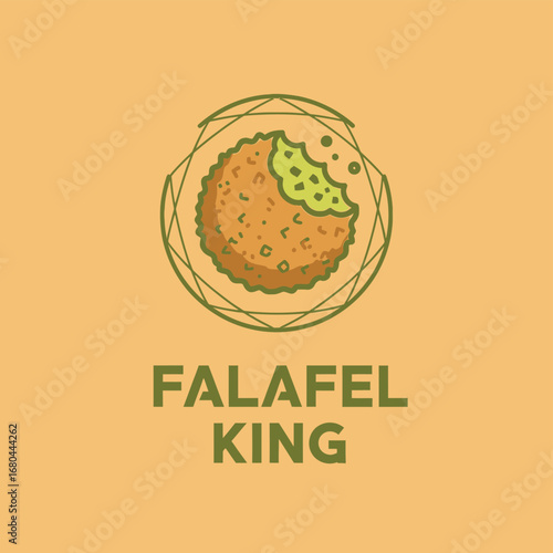Falafel King logo featuring a falafel ball with a bite taken out of it.