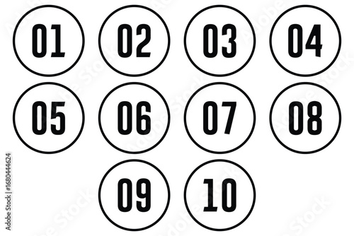 Set of numbers . Number circles set1 to 10 . Set of Round 1-10 numbers icon for education. vector illustration.