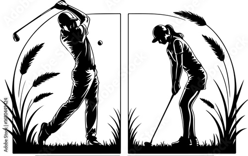Golf, "Swing in Harmony"  Vector