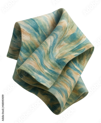 Folded patterned linen fabric with abstract design