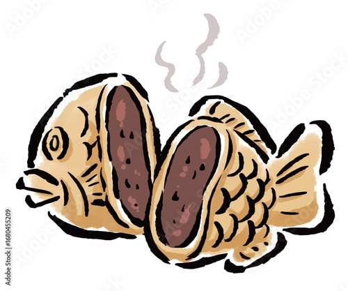 餡のつまったたい焼きの断面　