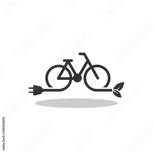 Electric city bike icon with shadow