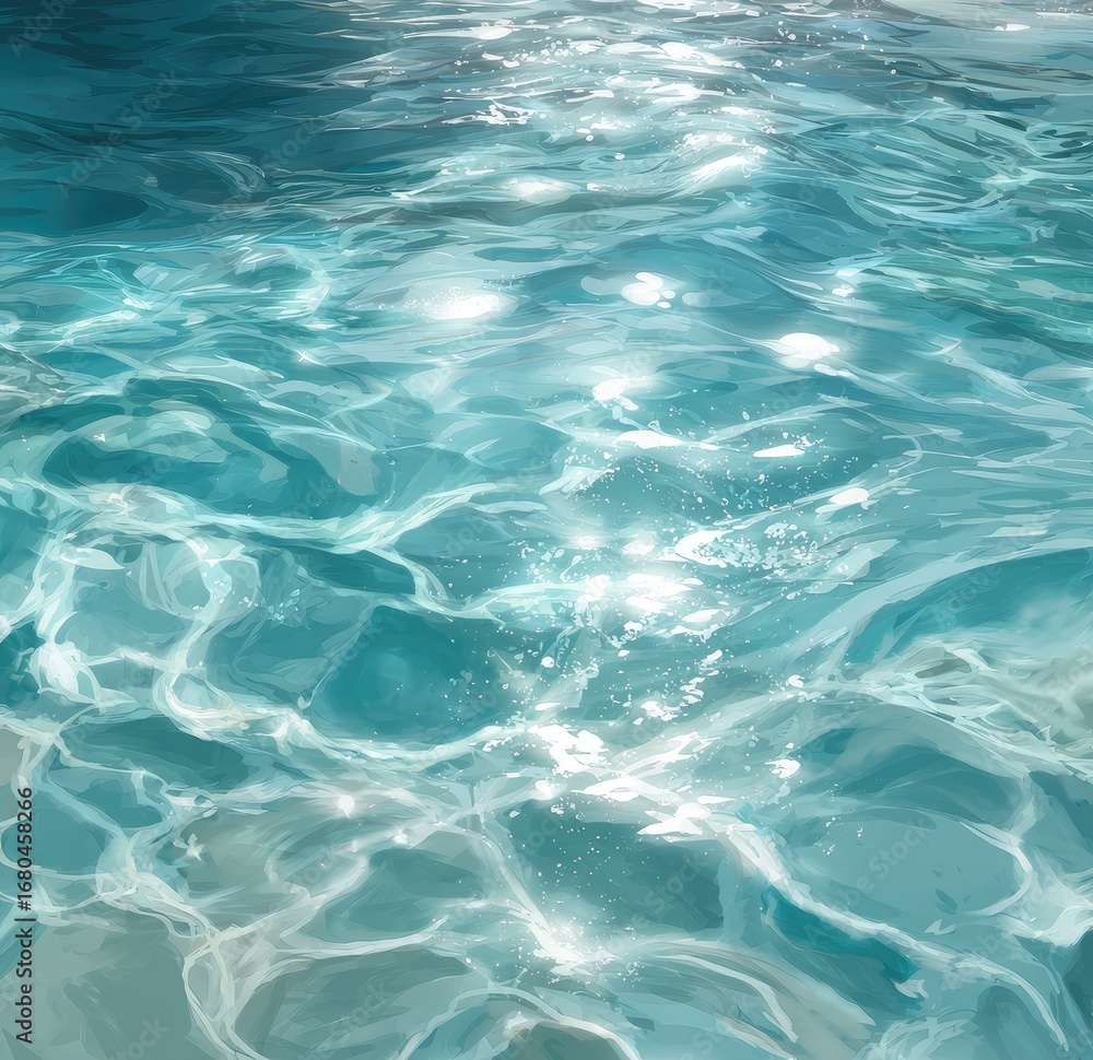 Obraz premium Rippled turquoise water, sunlit surface