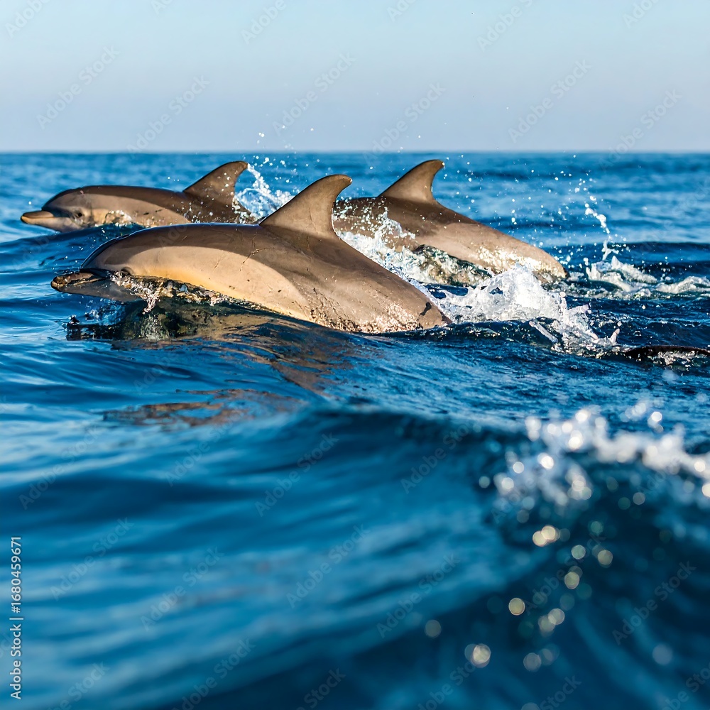 Naklejka premium Dolphins swimming in the ocean