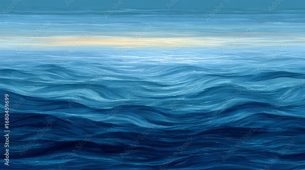Fototapeta premium Calm ocean ripples background with gentle sea waves and soft water surface texture creating a peaceful coastal atmosphere for relaxing nature wallpapers, abstract blue marine design, and tranquil seas