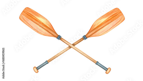 Crossed Wooden Paddles for Canoeing and Kayaking Illustration.