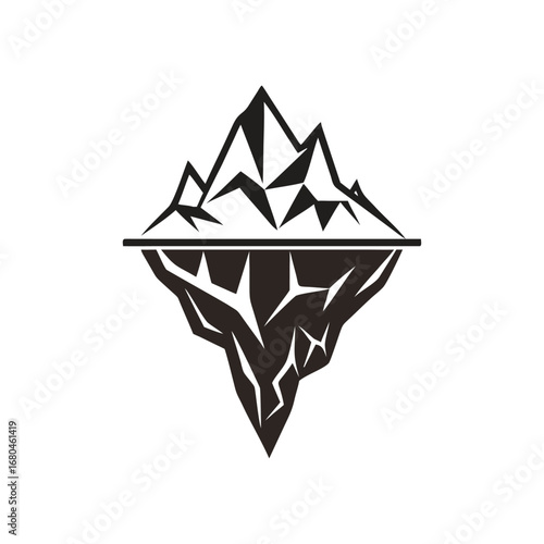 Black and white iceberg reflection graphic vector water cold with Vector Design