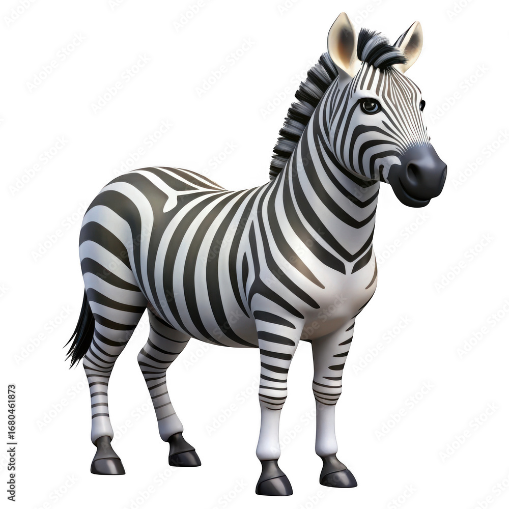 Fototapeta premium 3d realistic zebra standing isolated on white background