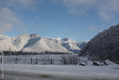snow covered mountains