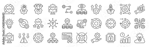 DevOps line editable icon set collection. Automation, deployment, agile workflows, software development, and more. Editable stroke. vector illustration eps 10