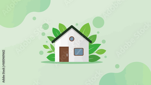 Eco-Friendly Home Surrounded by Lush Greenery and Natural Elements