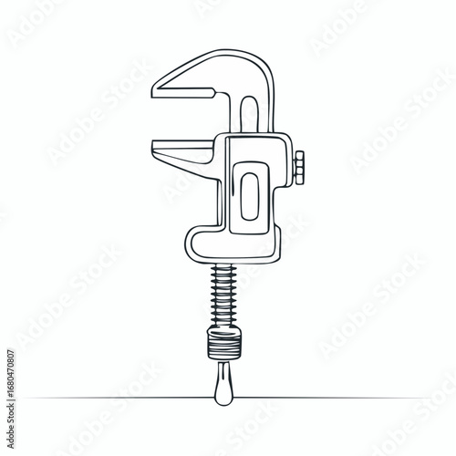 Monoline Illustration of a C-Clamp Precision and Strength