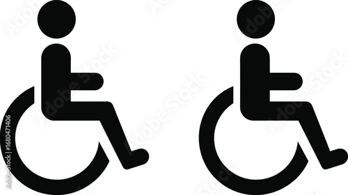Modern Wheelchair Accessibility Icons Set, Disabled Person Symbols, Handicap Accessible Vector, Disability Awareness, Inclusive Design Elements