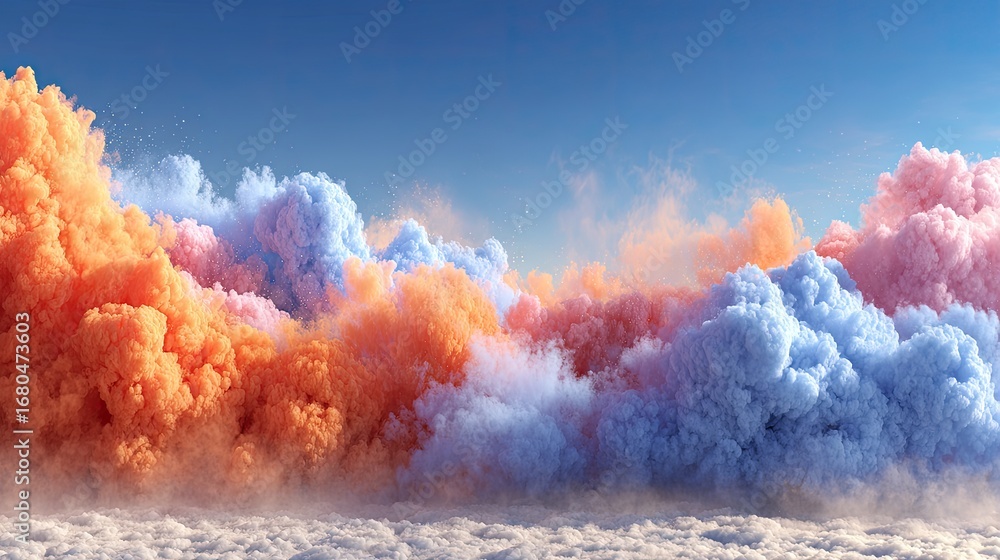 Fototapeta premium Colorful cloudscapes, orange and blue, blend in a dreamlike sky