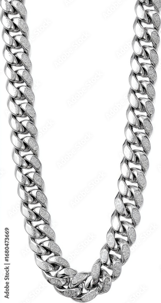 Obraz premium Heavy silver curb chain necklace