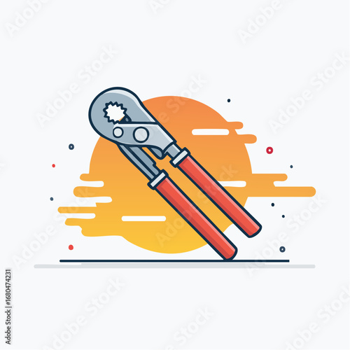 Adjustable water pump plier icon for plumbing and repair services. A modern flat vector illustration representing handiwork and maintenance
