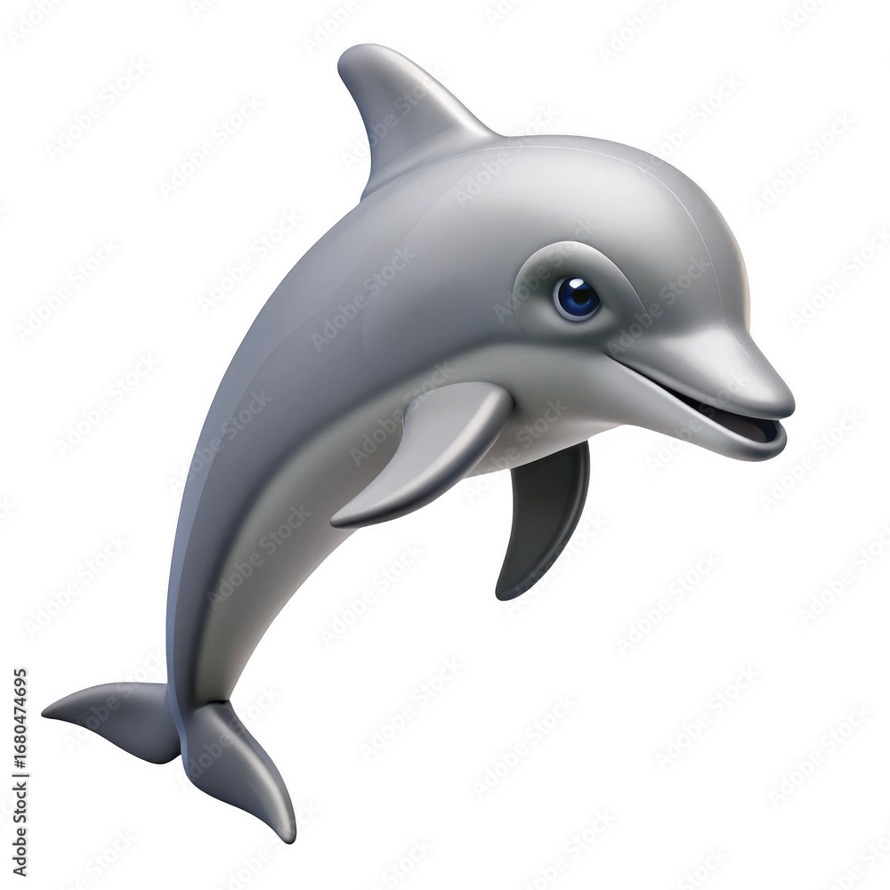 Naklejka premium 3d dolphin leaping from water isolated on white background
