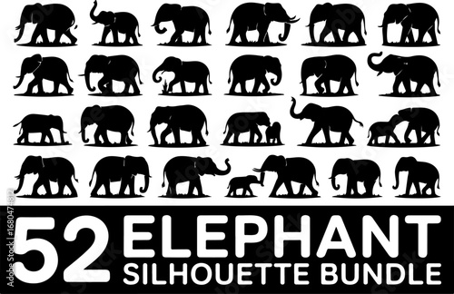 Elephant Silhouette Vector Bundle