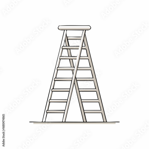 A simple line art illustration of a double-sided stepladder, a tool for reaching new heights and a metaphor for career growth and personal achievement