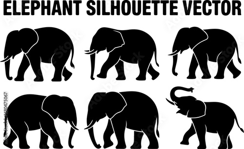 Elephant Silhouette Vector Bundle