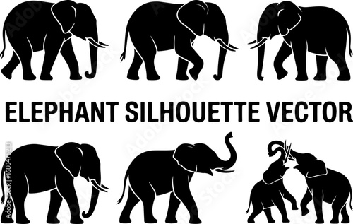 Elephant Silhouette Vector Bundle