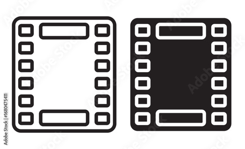 Film strip icon vector illustration for cinema movie production and video editing project.This vector illustration features a minimalist film strip icon, perfect for media, video production, and cinem