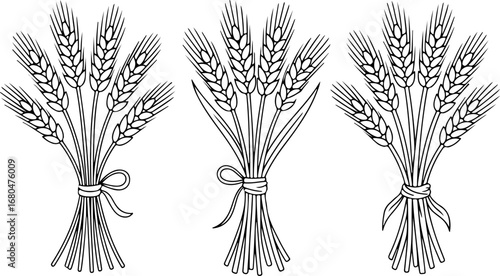 Vintage Wheat Bundle Silhouette Set 