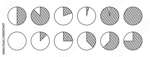 pie chart template illustration flat vector icon. editable, stroke pie chart. parts of the whole concept