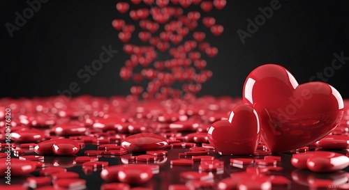 Red Hearts Falling on Red Hearts.