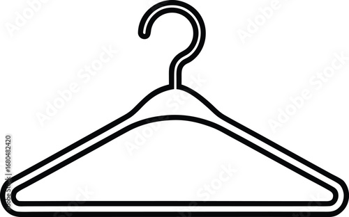 Black outline of a clothes hanger on white background