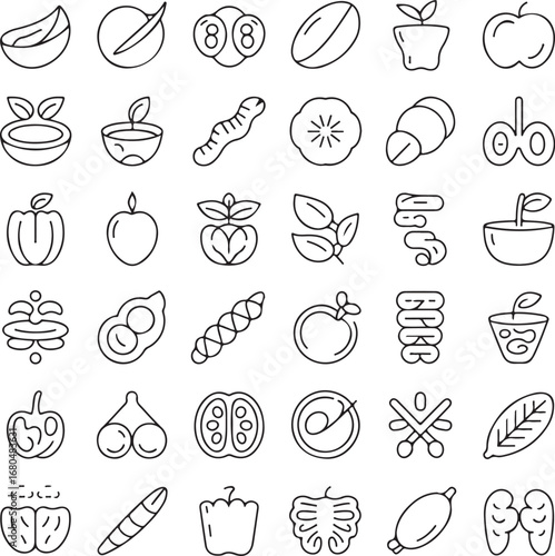 Wallpaper Mural Fruits Vegetables Food Icons Apple Banana Tomato Pepper Carrot Beans vector illustration Torontodigital.ca