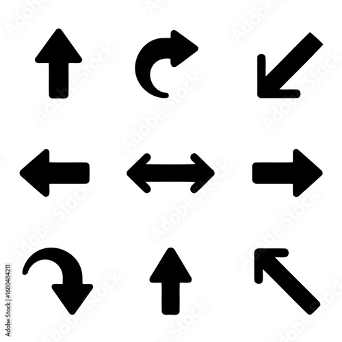 Navigating the Digital Compass: An array of simple, crisp directional arrows poised against an unadorned canvas, each pointing a clear path, a promise of precision.