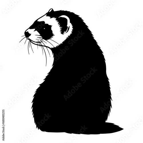 Black ferret vector silhouette image, suitable for use in tattoo designs, brand marketing, web icons, artwork, poster designs, educational materials, and social media content.