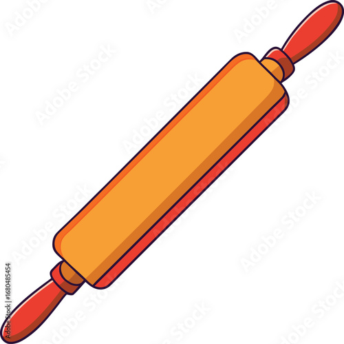 Orange and Red Rolling Pin Kitchen Utensil baking cooking