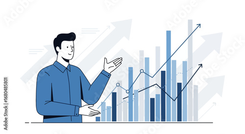 Illustrative Presentation Of Business Growth And Financial Progress With Diagrams