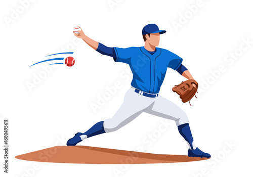 A baseball pitcher in midthrow on a mound glove in hand