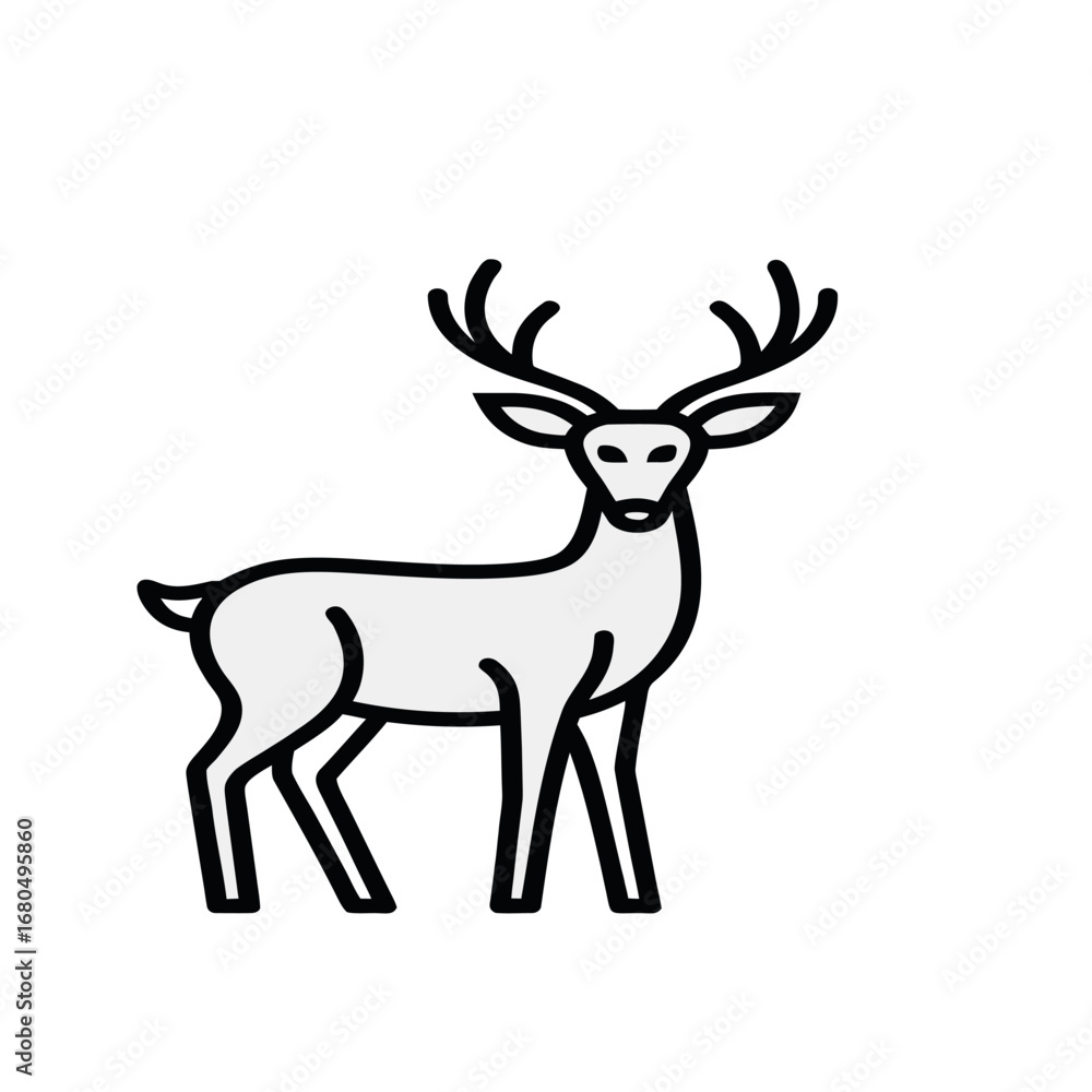 Obraz premium Deer outline icon isolated on white background