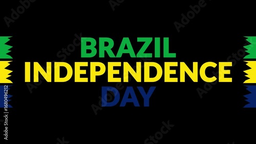 Brazil Independence Day In and Out text from split line animation on a black background.