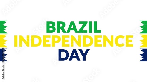 Brazil Independence Day In and Out text from split line animation on a White background.