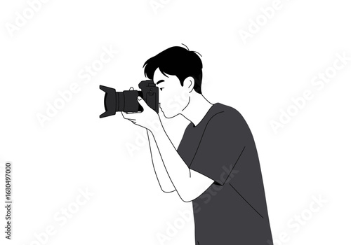 Man holds a camera in front of his face ready to take a picture
