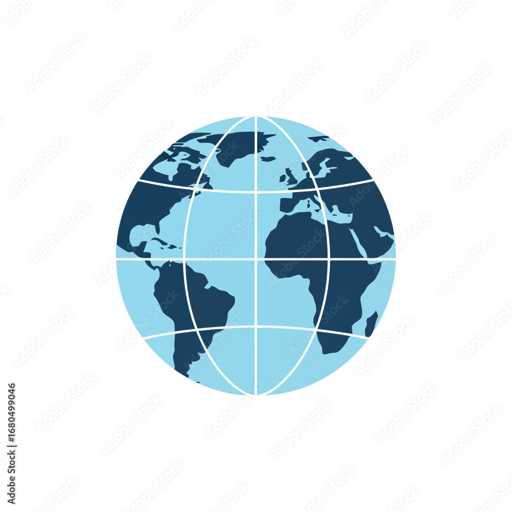Fototapeta premium Vector illustration of blue globe with continents