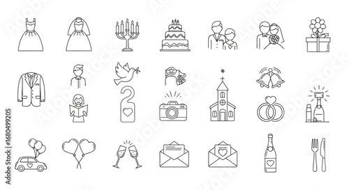 Vector illustration of wedding icons collection