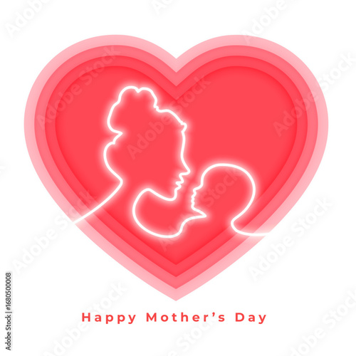Paper heart style mother's day greeting vector illustration