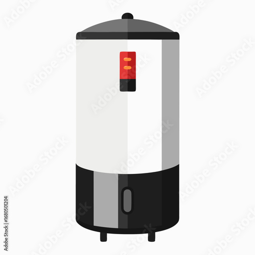 Modern white and black water heater for home use vector on white background.