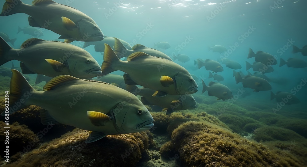 Fototapeta premium School of Fish Over Coral Reef.