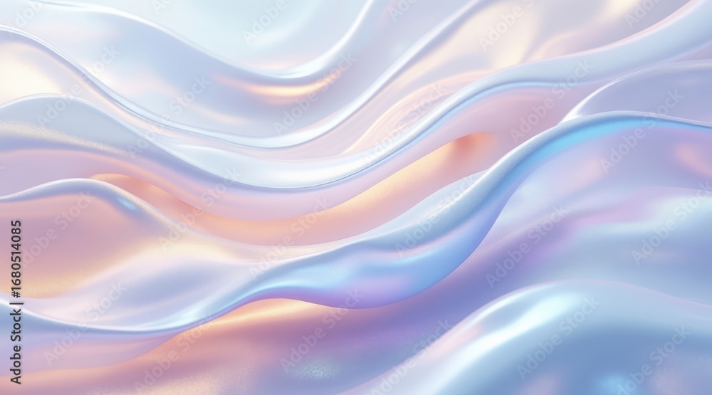 Fototapeta premium Abstract iridescent waves of pastel colors and light reflections