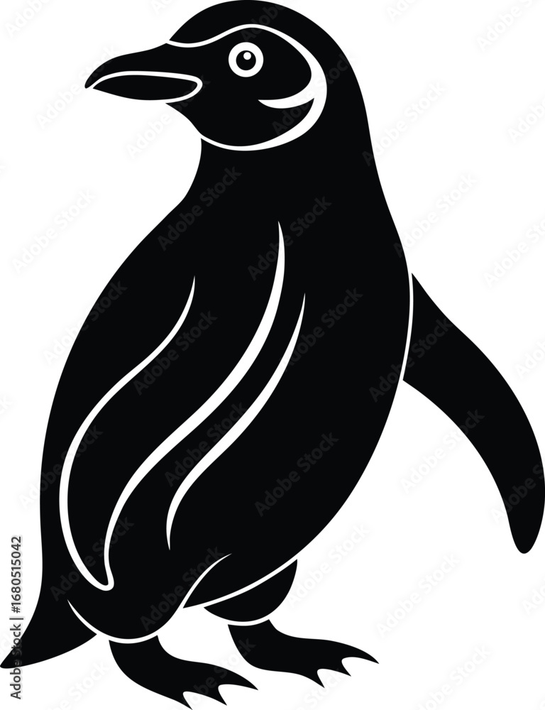 Naklejka premium Elegant Peacock Silhouette with Intricate Feather Details in Black and White on white background