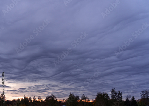 Dark creepy sky. Scary horror luminal space.